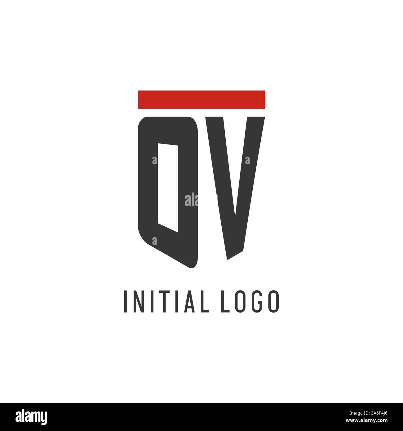 OV initial esport logo with simple shield design style vector graphic Stock Vector