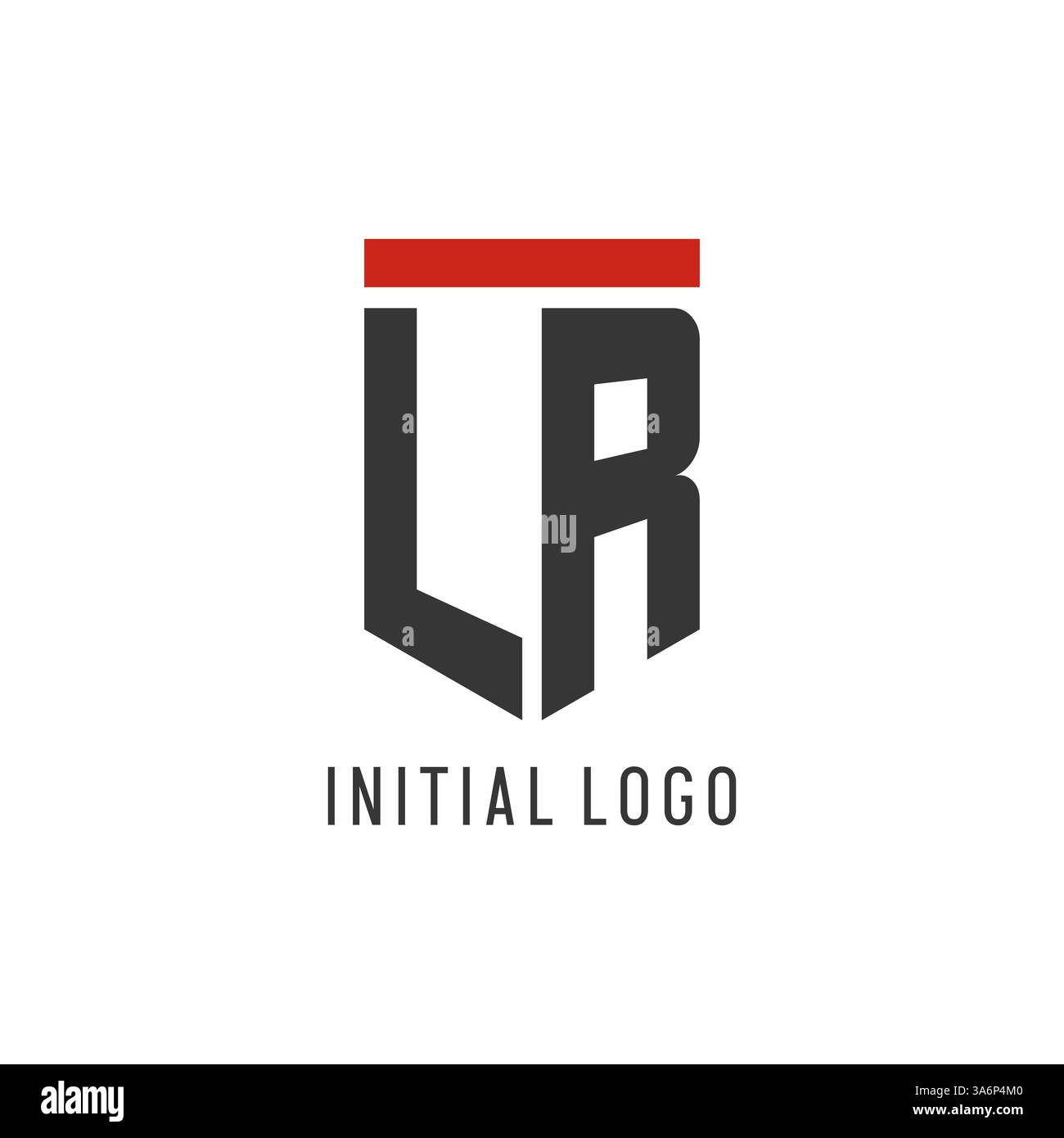 LR initial esport logo with simple shield design style vector graphic Stock Vector
