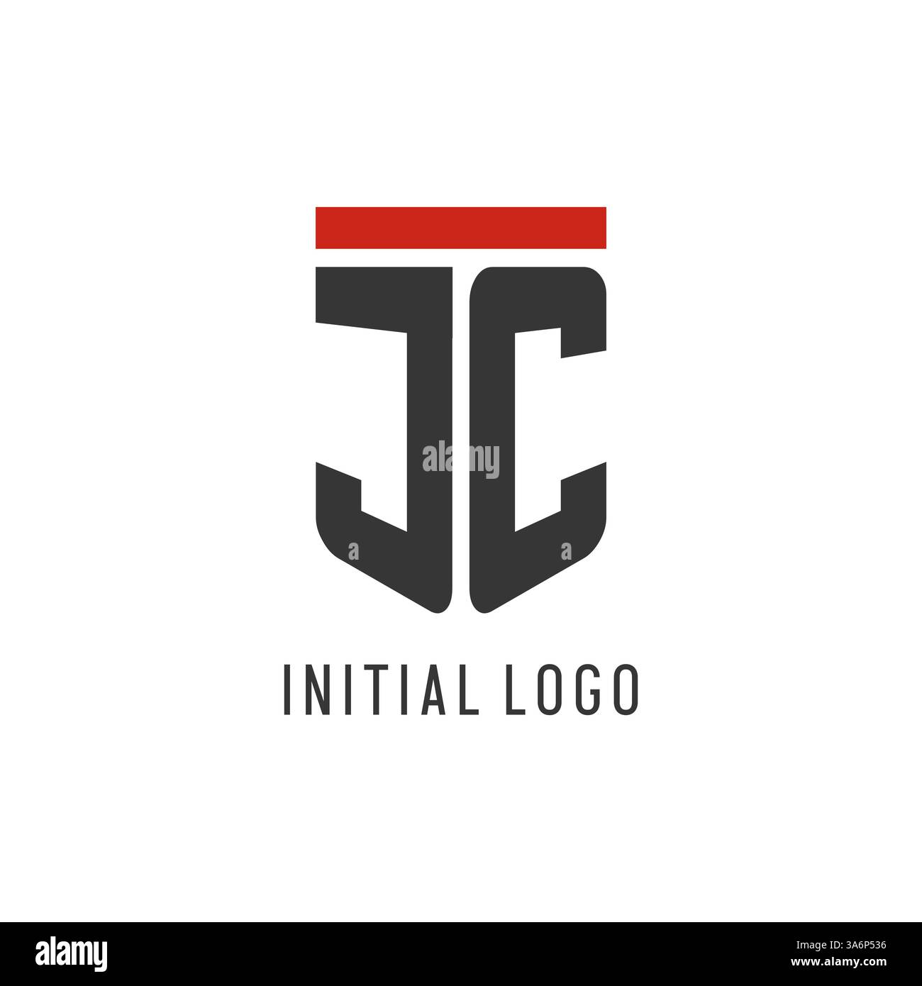 JC initial esport logo with simple shield design style vector graphic Stock Vector