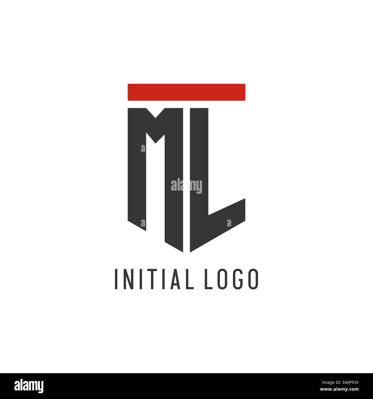 ML initial esport logo with simple shield design style vector graphic Stock Vector