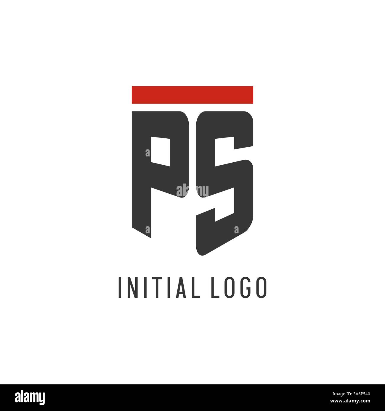 PS initial esport logo with simple shield design style vector graphic Stock Vector