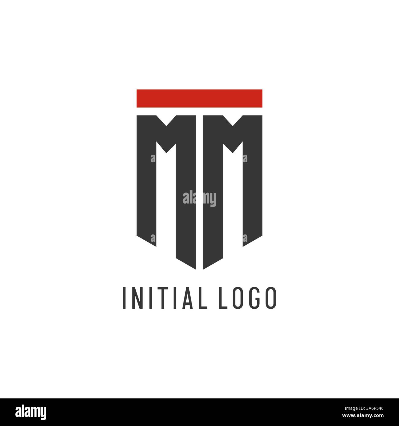 MM initial esport logo with simple shield design style vector graphic Stock Vector
