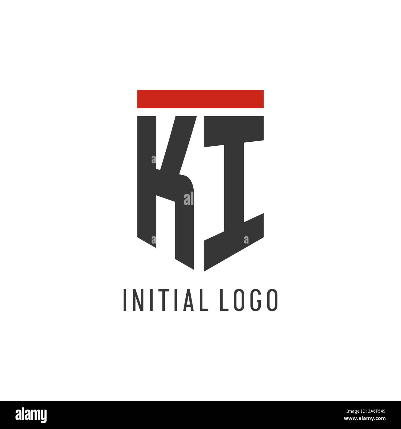 KI initial esport logo with simple shield design style vector graphic Stock Vector