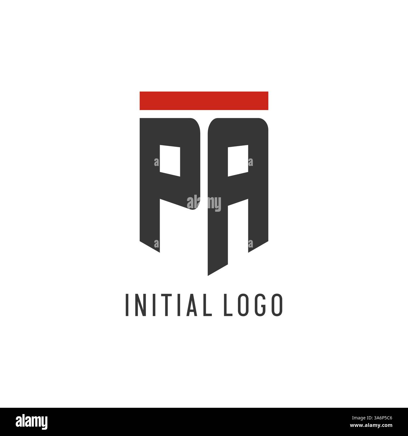 PA initial esport logo with simple shield design style vector graphic Stock Vector