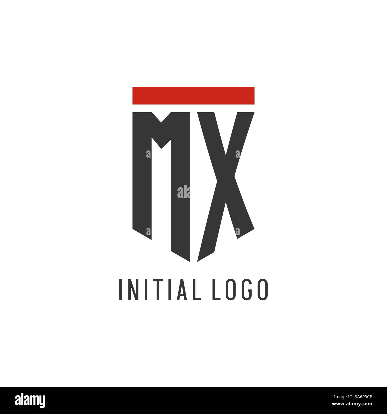 MX initial esport logo with simple shield design style vector graphic Stock Vector