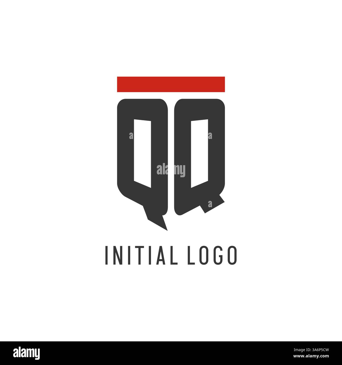 QQ initial esport logo with simple shield design style vector graphic Stock Vector