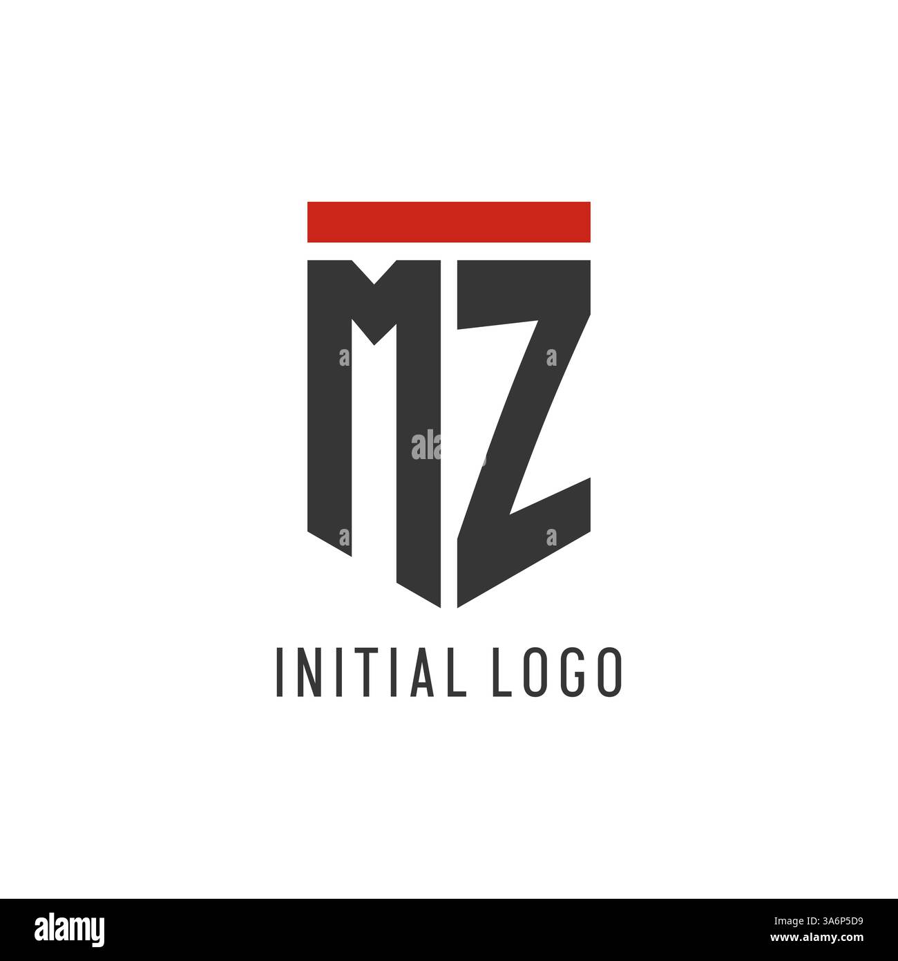 MZ initial esport logo with simple shield design style vector graphic Stock Vector