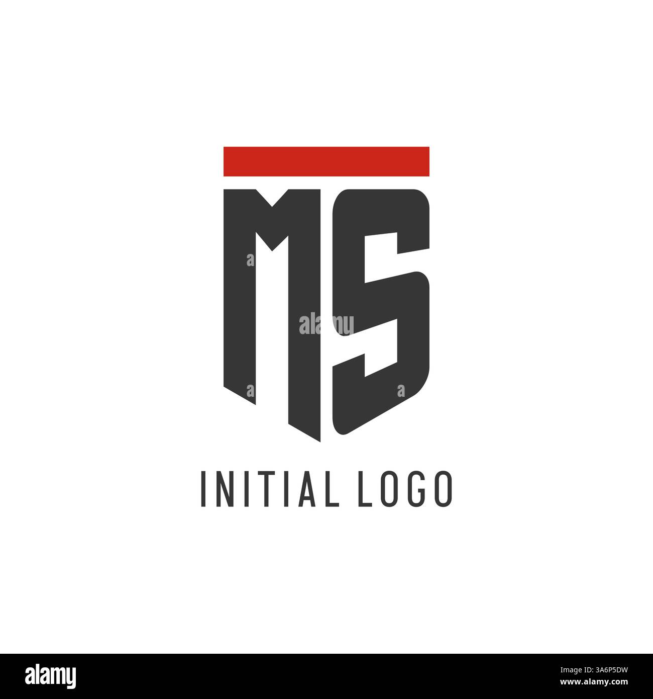 MS initial esport logo with simple shield design style vector graphic Stock Vector