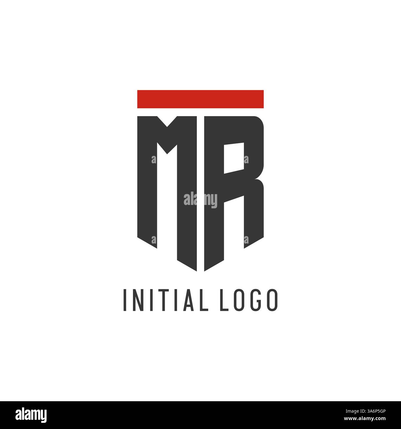 MR initial esport logo with simple shield design style vector graphic Stock Vector