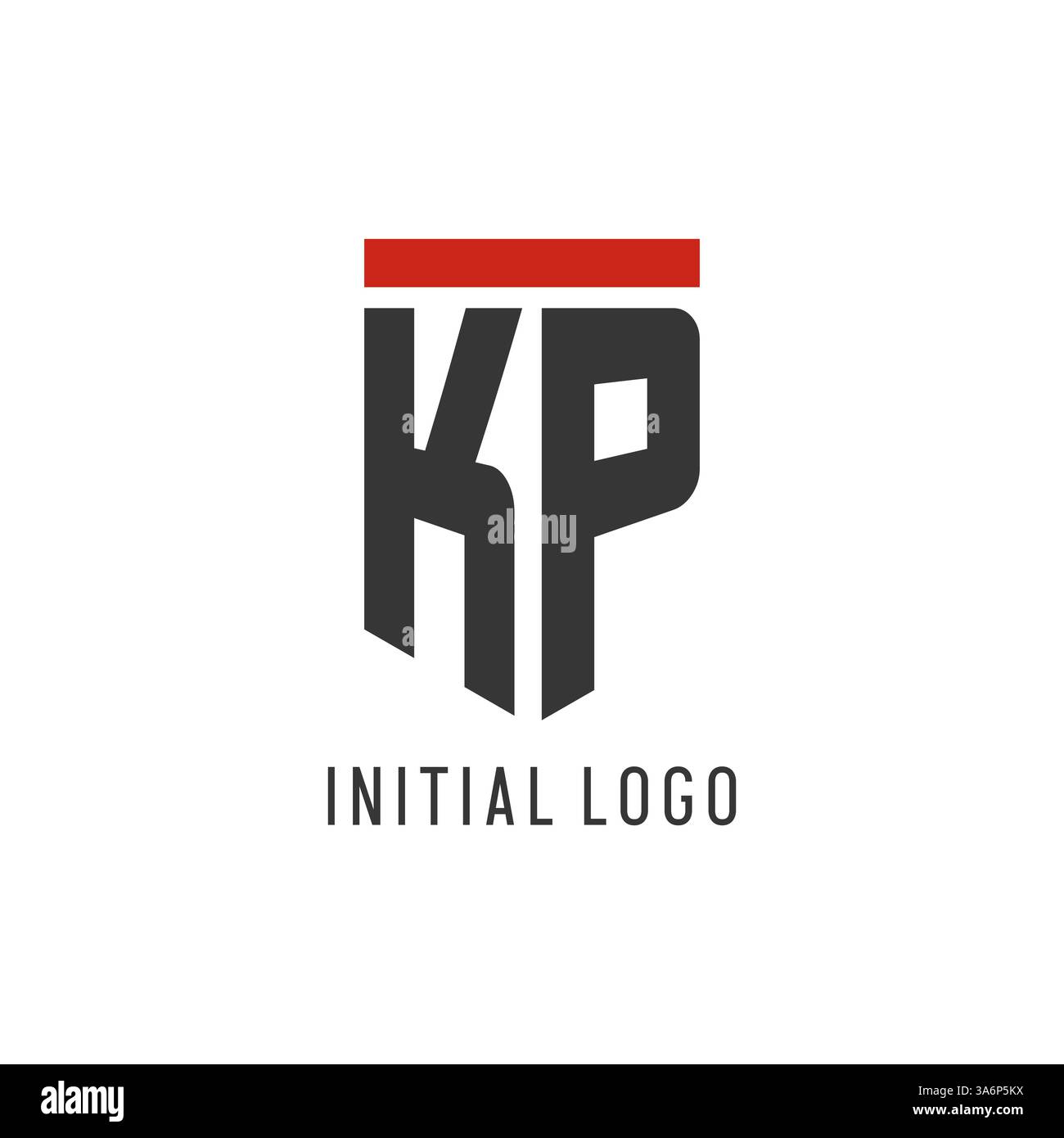 KP initial esport logo with simple shield design style vector graphic Stock Vector