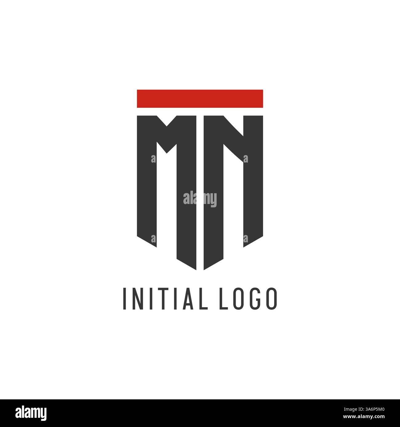 MN initial esport logo with simple shield design style vector graphic Stock Vector