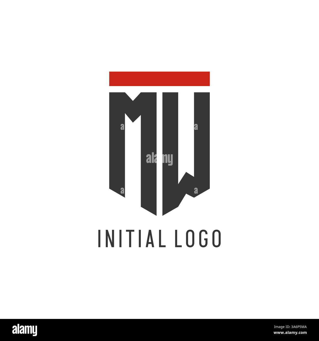 MW initial esport logo with simple shield design style vector graphic Stock Vector