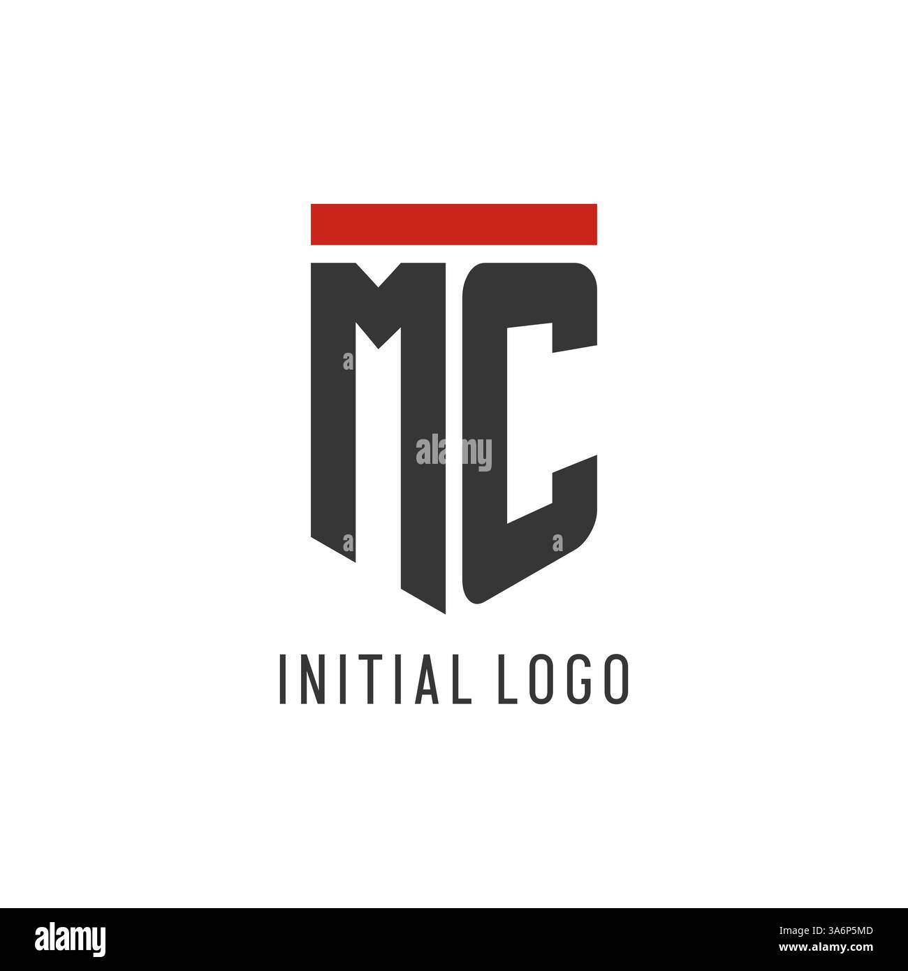 MC initial esport logo with simple shield design style vector graphic Stock Vector