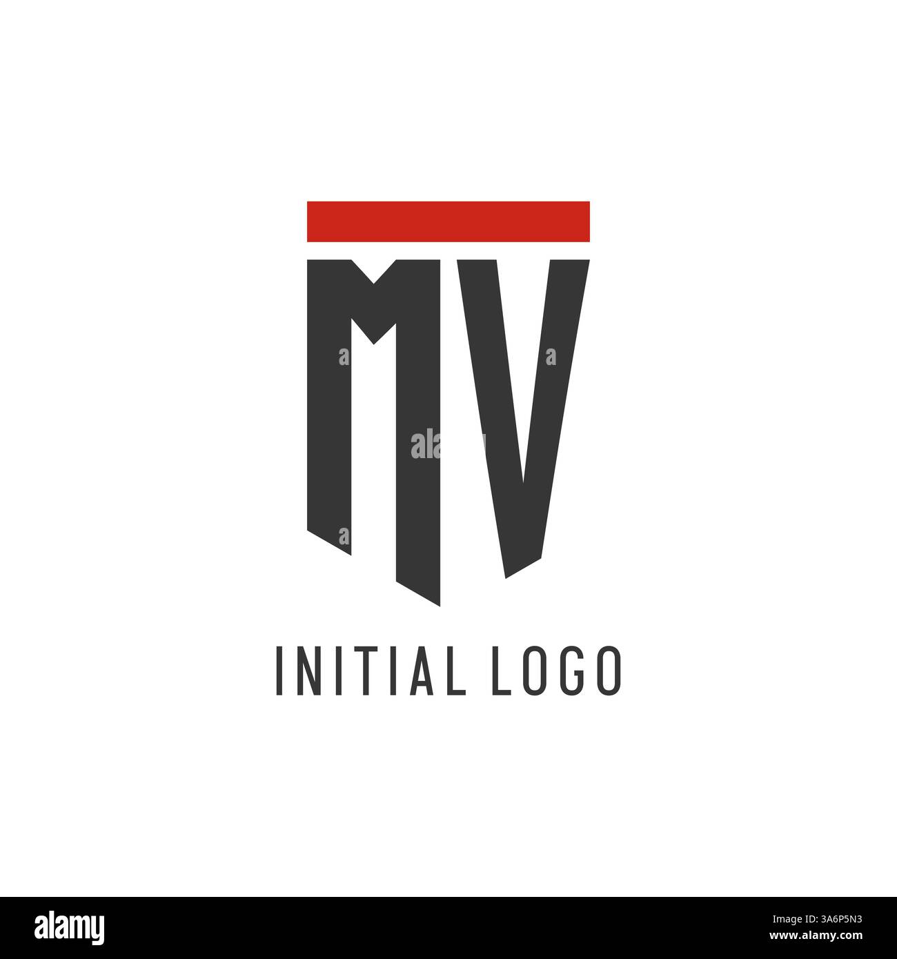 MV initial esport logo with simple shield design style vector graphic Stock Vector