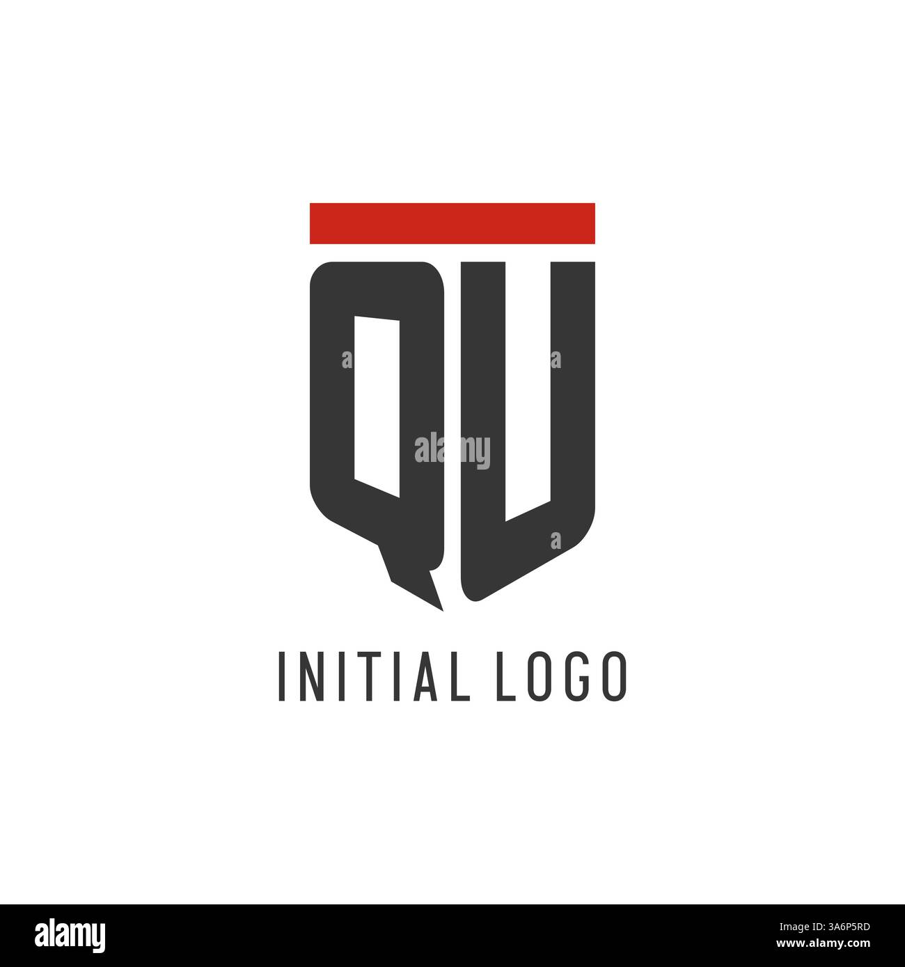 QU initial esport logo with simple shield design style vector graphic Stock Vector