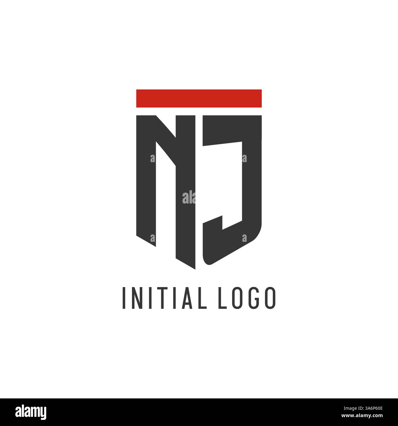 NJ initial esport logo with simple shield design style vector graphic Stock Vector
