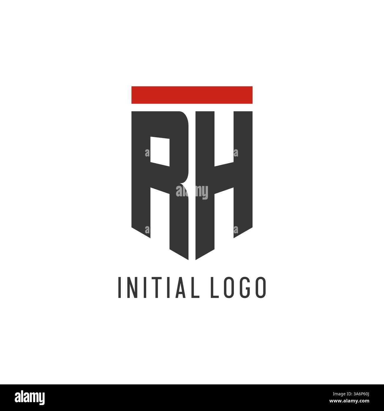 RH initial esport logo with simple shield design style vector graphic Stock Vector