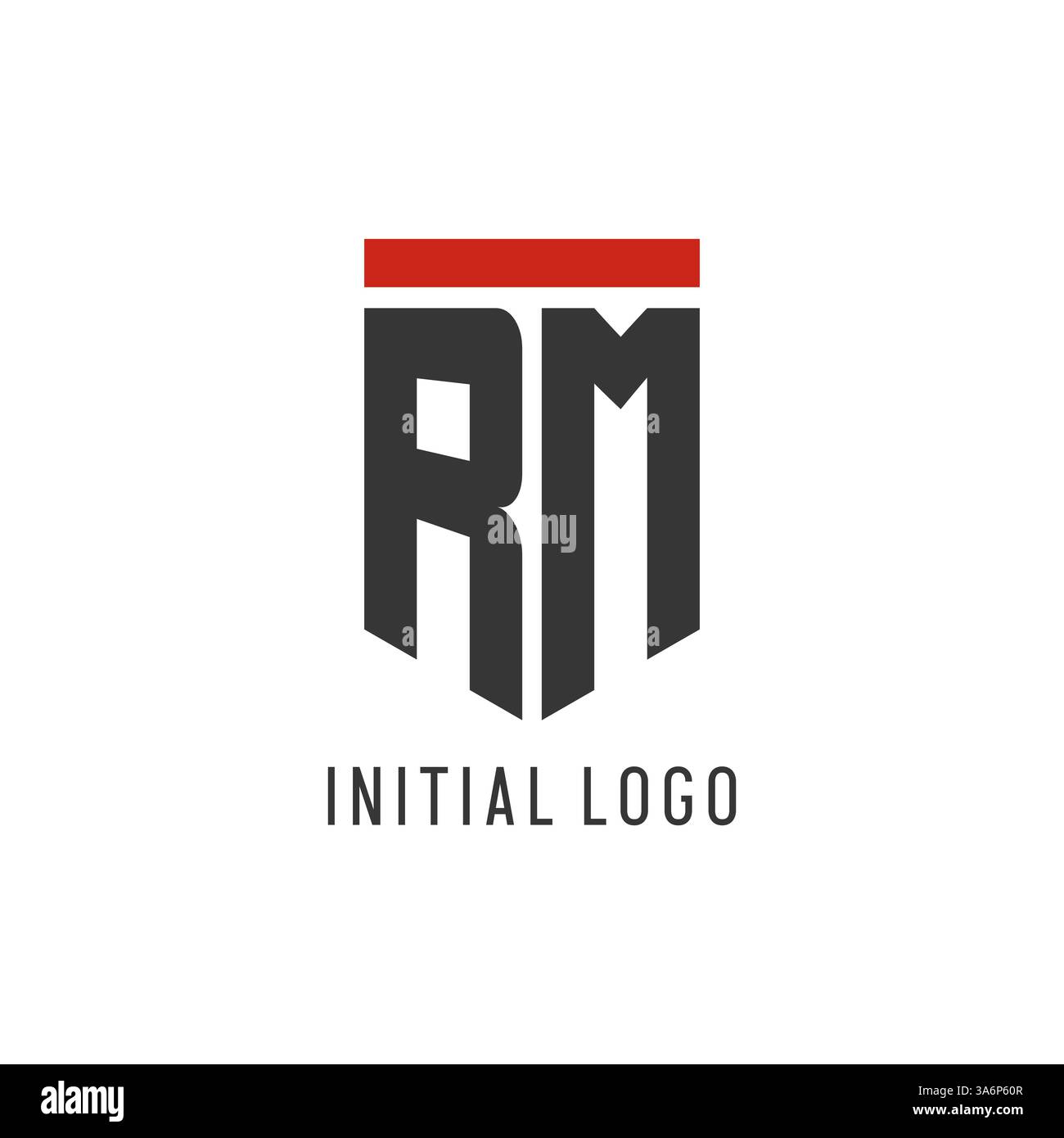 RM initial esport logo with simple shield design style vector graphic Stock Vector