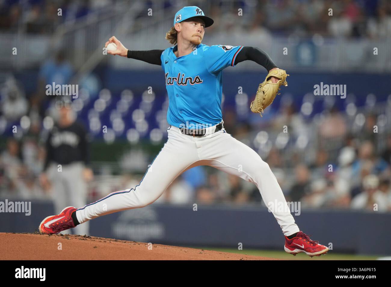 Miami Marlins pitcher Max Meyer throws during the first inning of an ...