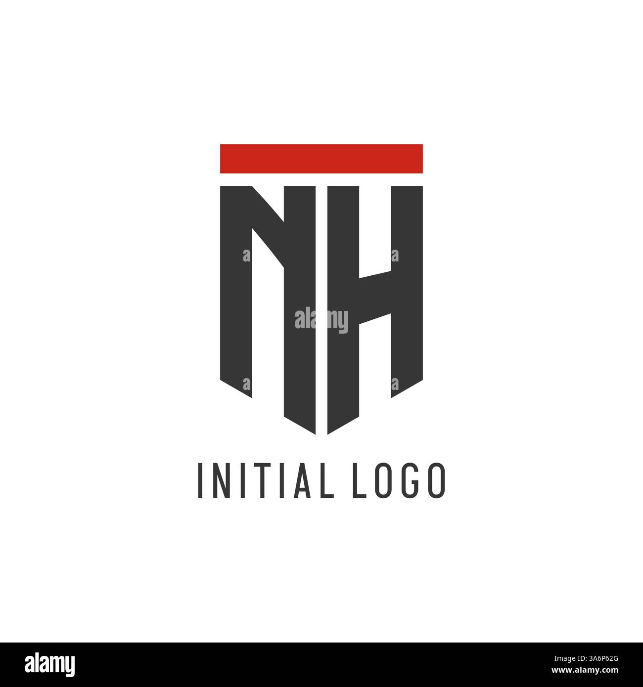 NH initial esport logo with simple shield design style vector graphic Stock Vector