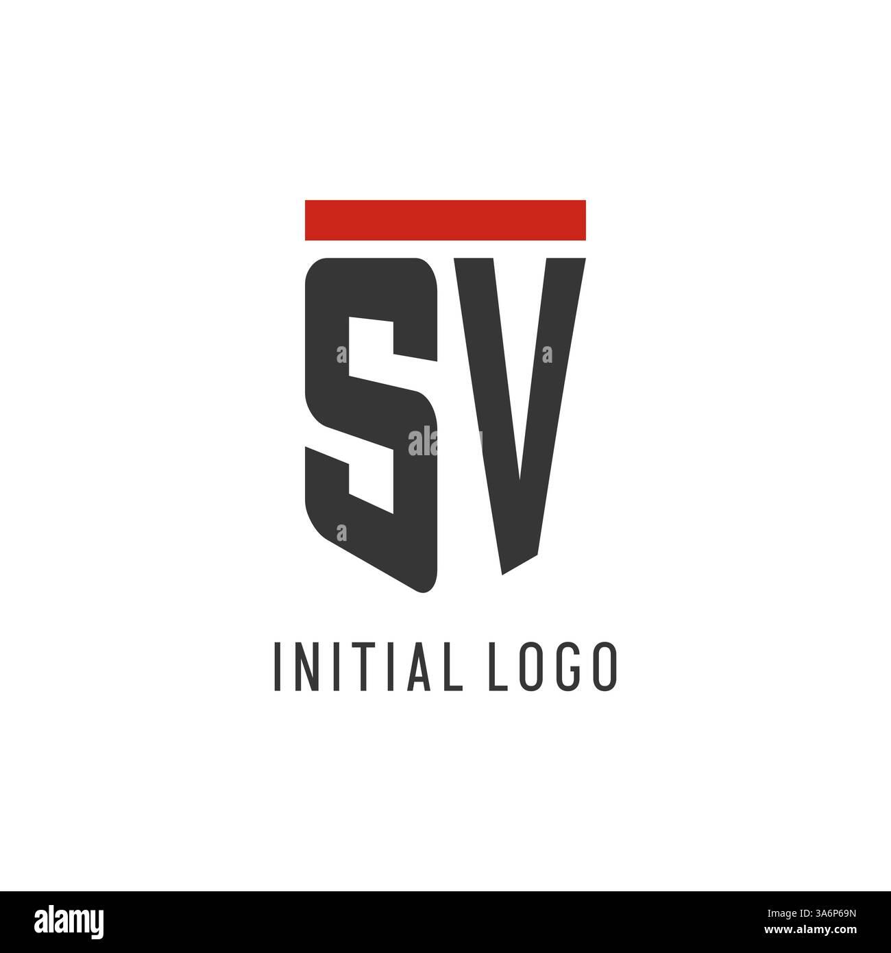 SV initial esport logo with simple shield design style vector graphic Stock Vector
