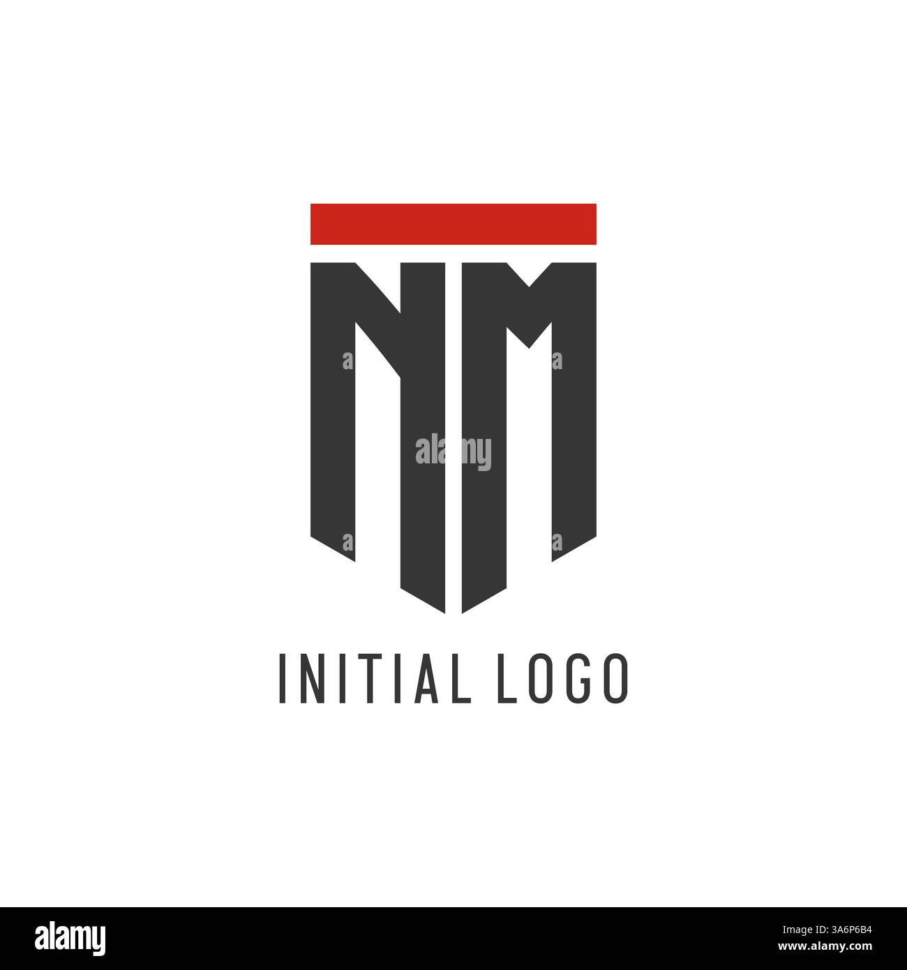 NM initial esport logo with simple shield design style vector graphic Stock Vector