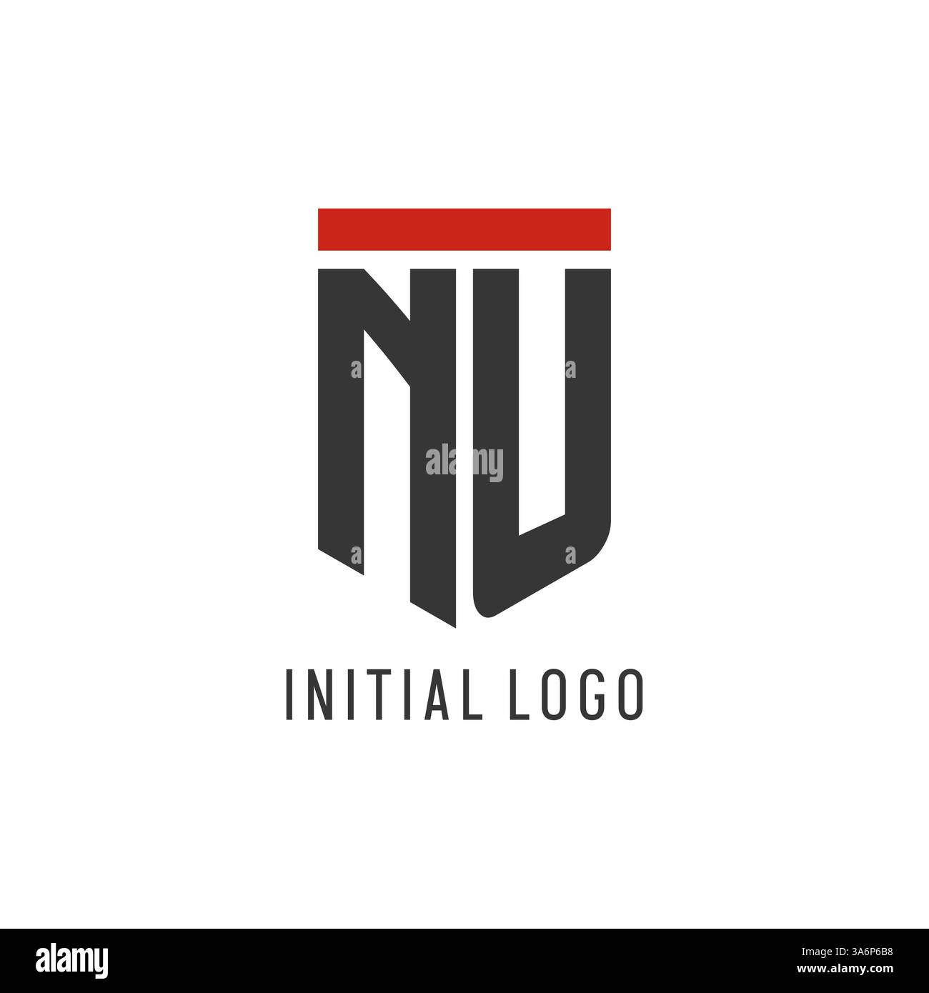 NU initial esport logo with simple shield design style vector graphic Stock Vector