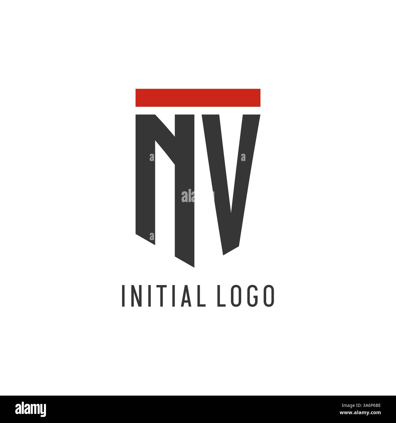 NV initial esport logo with simple shield design style vector graphic Stock Vector