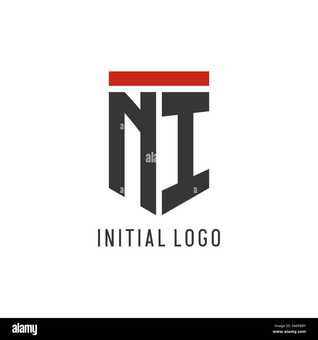 NI initial esport logo with simple shield design style vector graphic Stock Vector