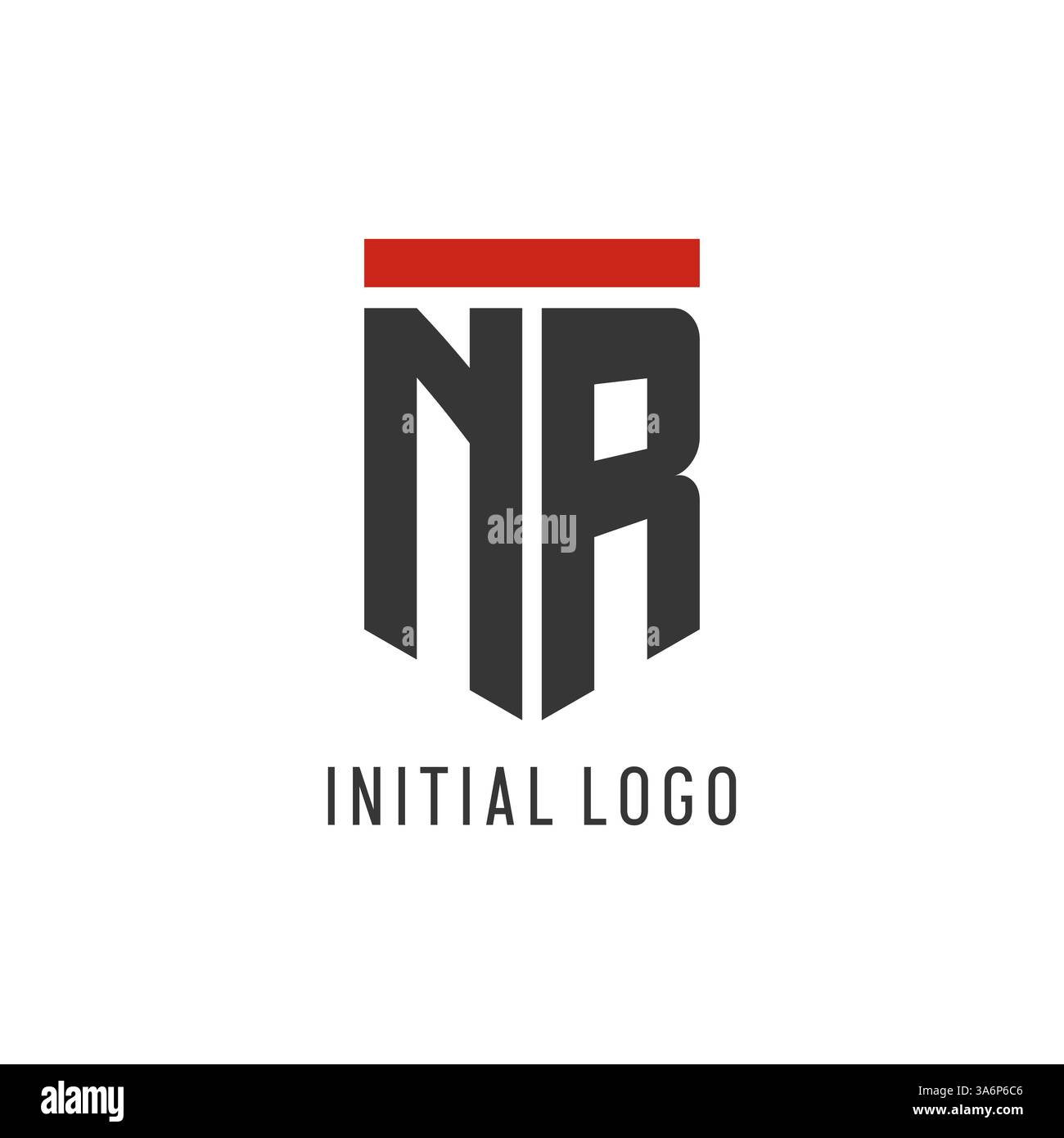 NR initial esport logo with simple shield design style vector graphic Stock Vector