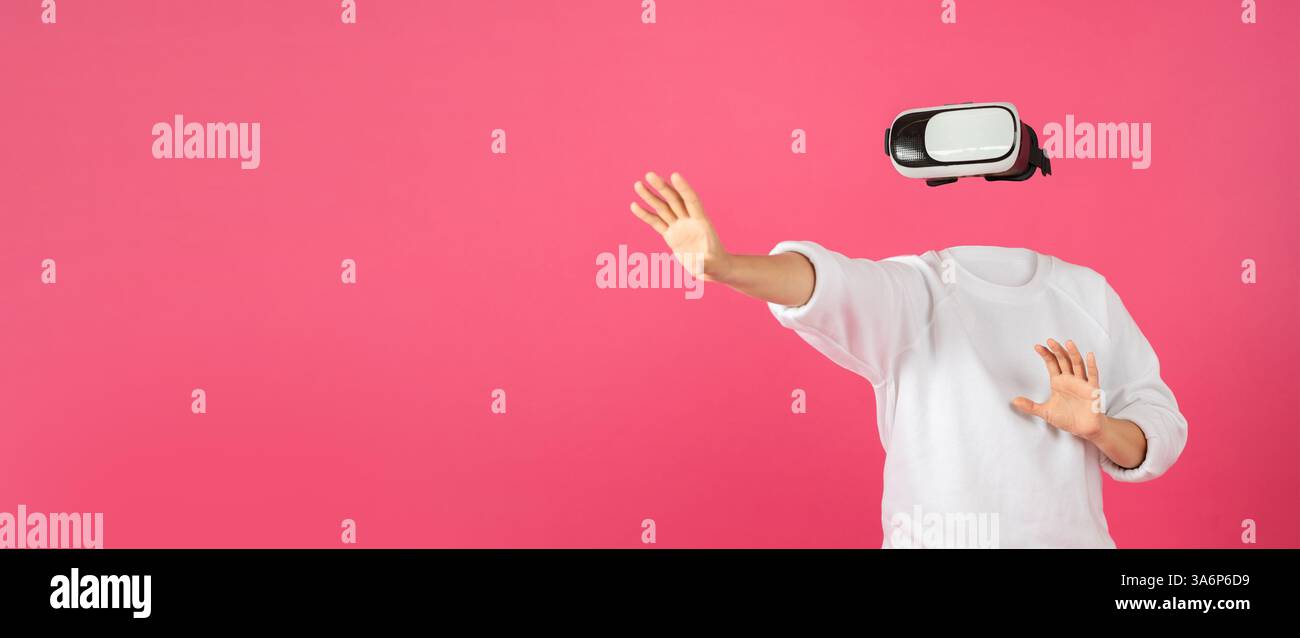 Immersive virtual reality experience with modern headset technology in action Stock Photo