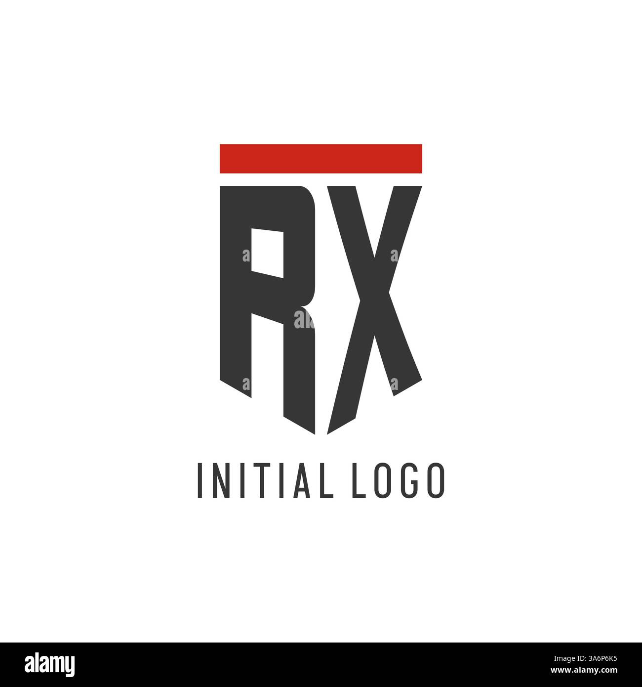 RX initial esport logo with simple shield design style vector graphic Stock Vector