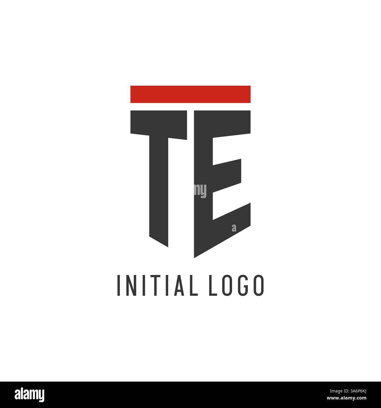 TE initial esport logo with simple shield design style vector graphic Stock Vector