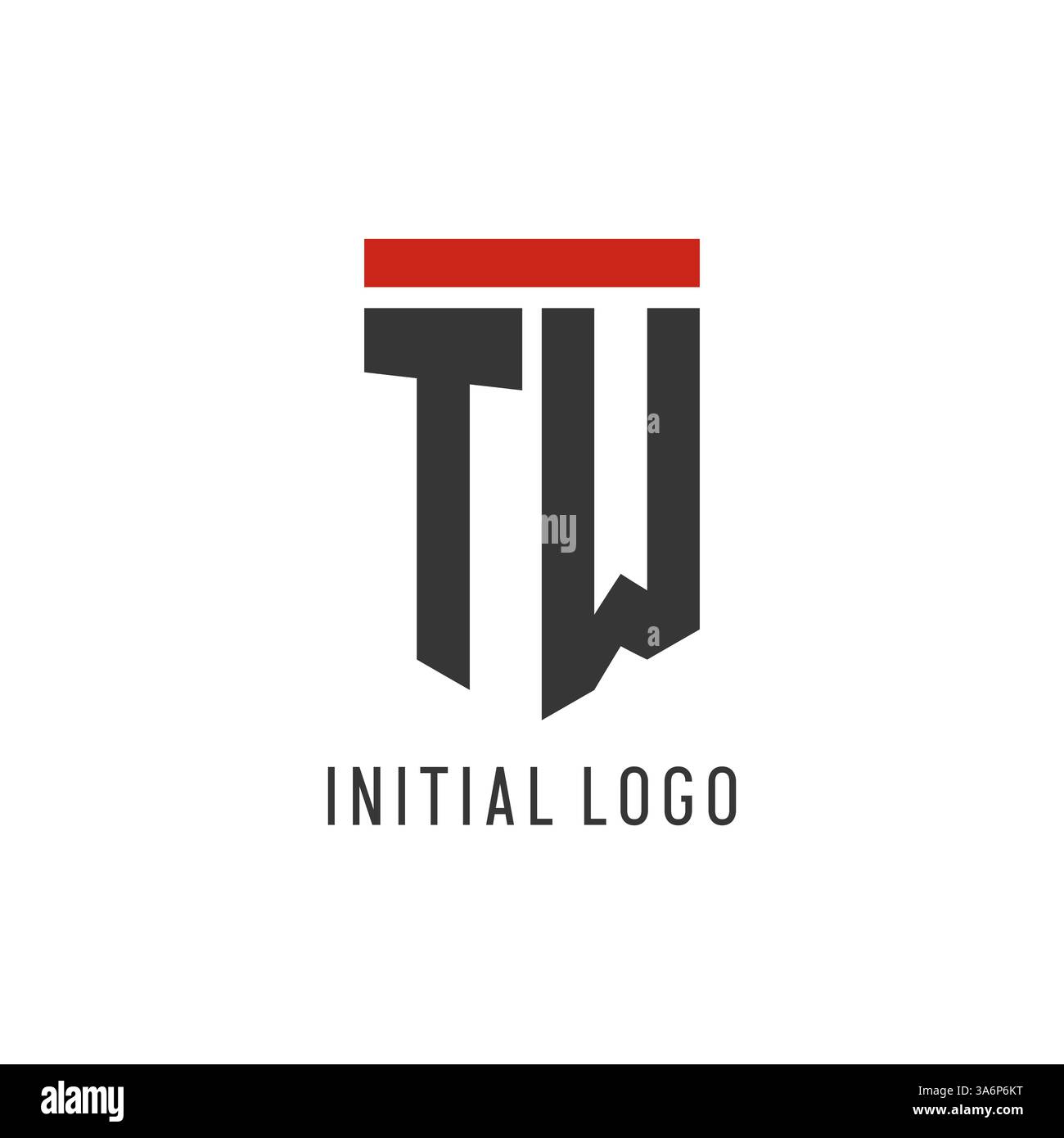 TW initial esport logo with simple shield design style vector graphic Stock Vector