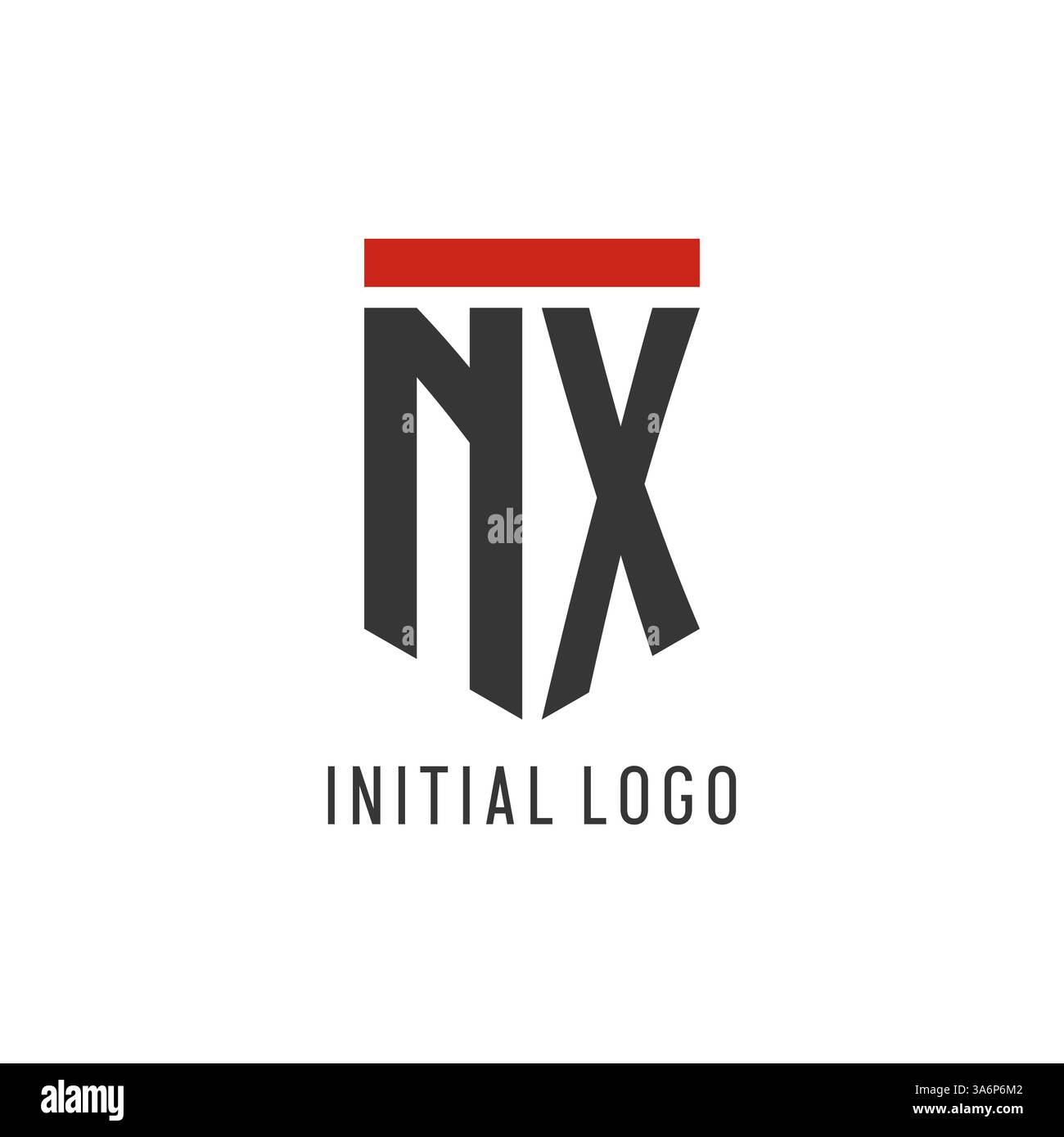 NX initial esport logo with simple shield design style vector graphic Stock Vector
