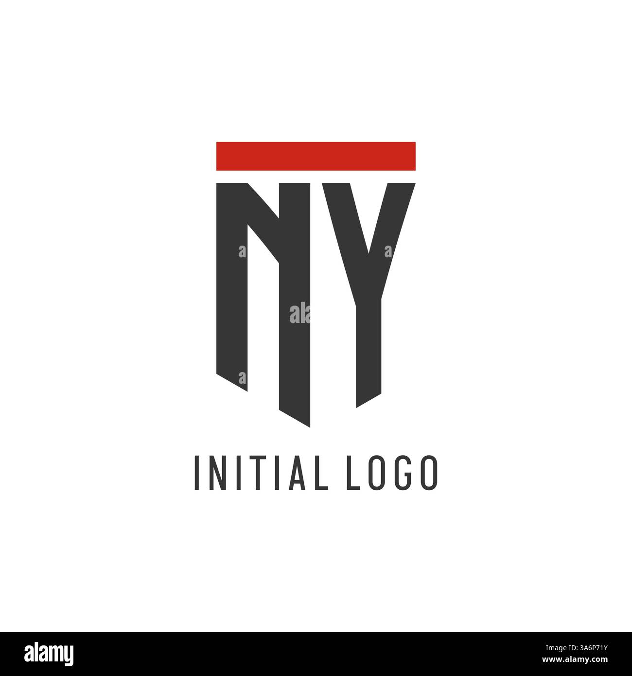 NY initial esport logo with simple shield design style vector graphic Stock Vector