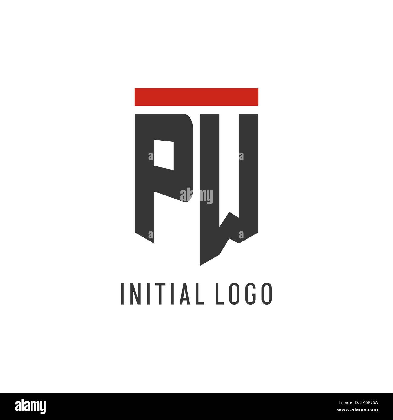 PW initial esport logo with simple shield design style vector graphic Stock Vector