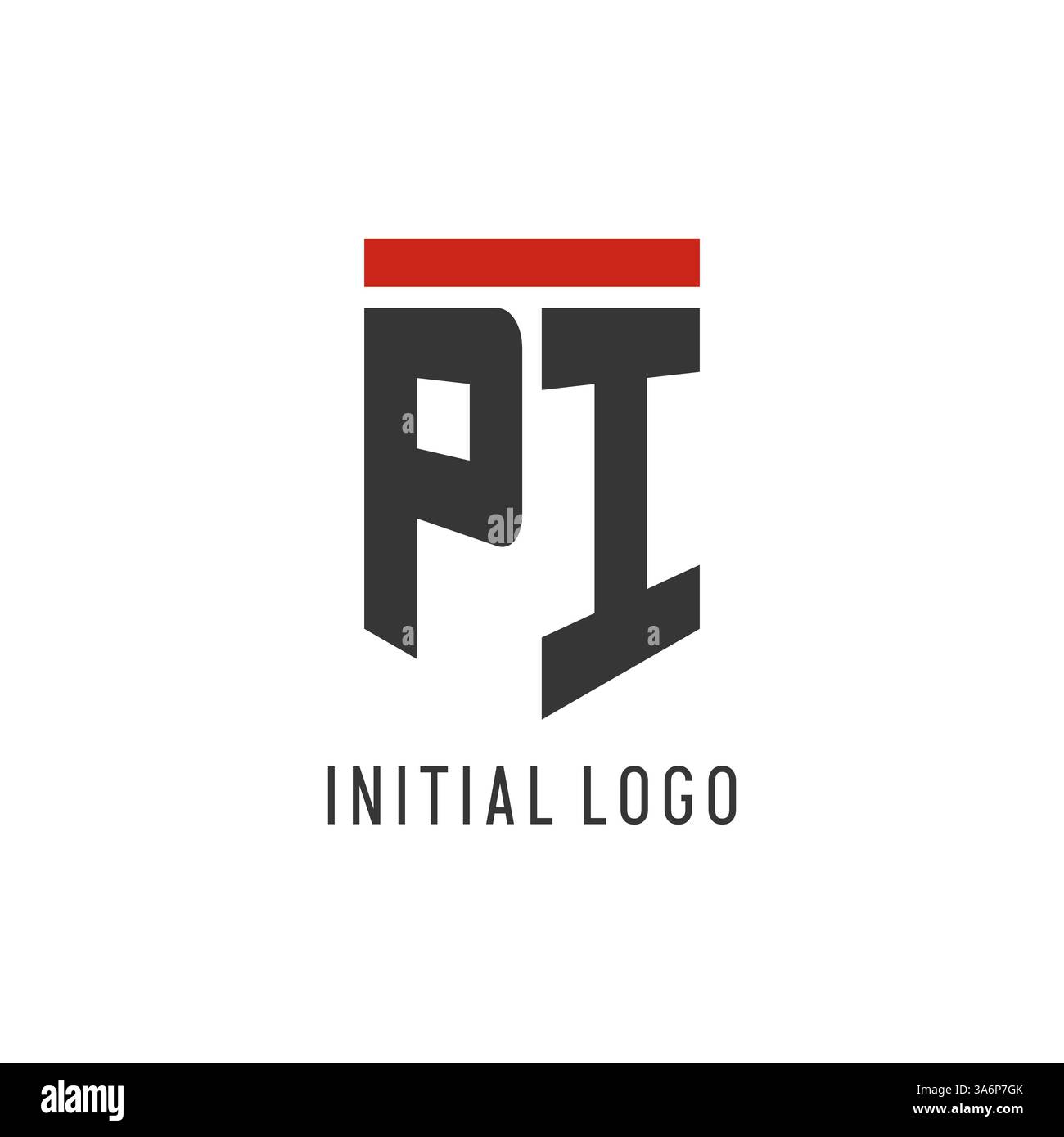 PI initial esport logo with simple shield design style vector graphic Stock Vector