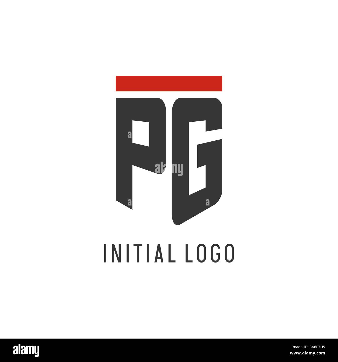 PG initial esport logo with simple shield design style vector graphic Stock Vector