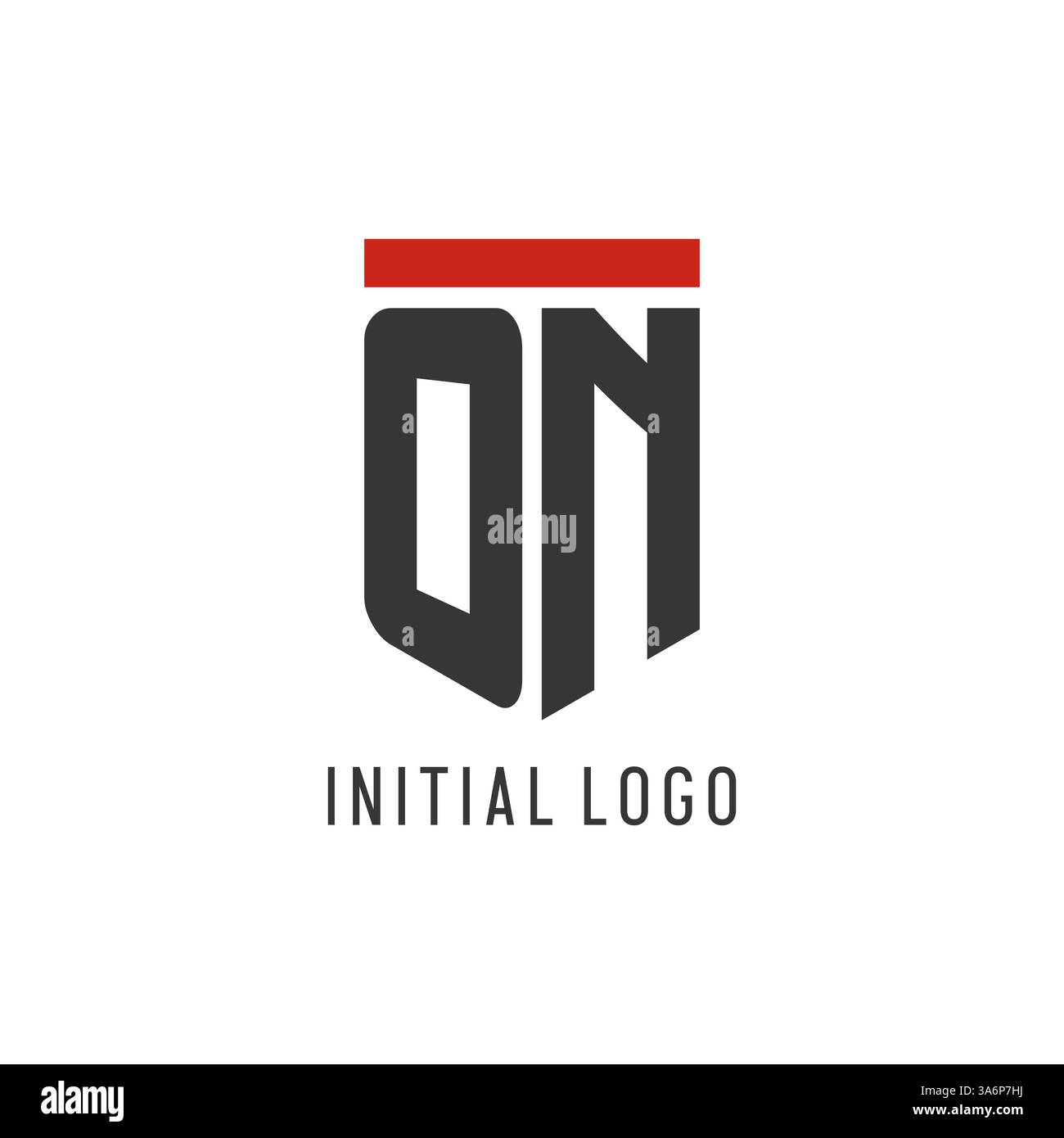 ON initial esport logo with simple shield design style vector graphic Stock Vector