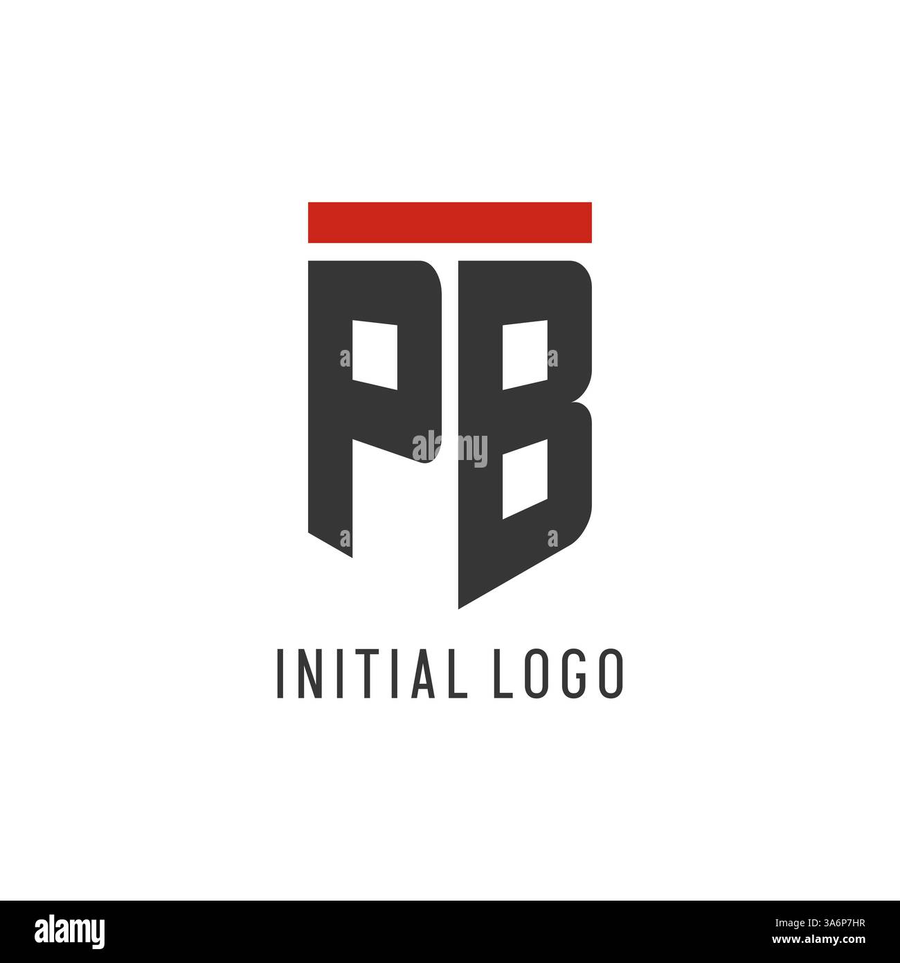 PB initial esport logo with simple shield design style vector graphic Stock Vector
