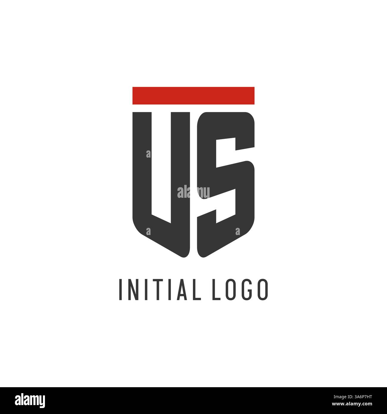 US initial esport logo with simple shield design style vector graphic Stock Vector