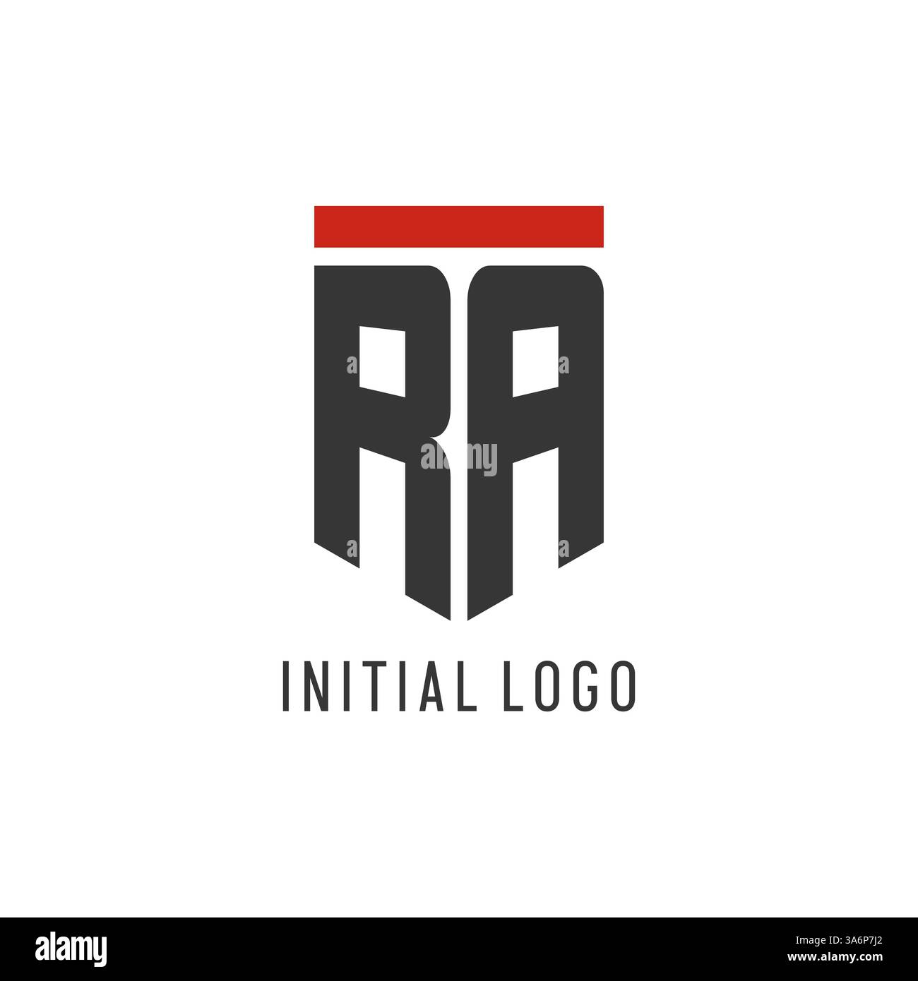 RA initial esport logo with simple shield design style vector graphic Stock Vector