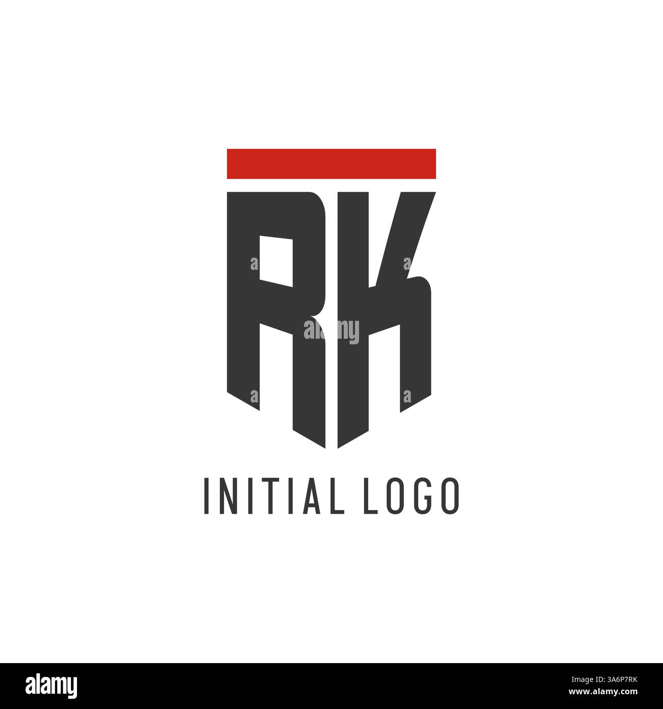 RK initial esport logo with simple shield design style vector graphic Stock Vector