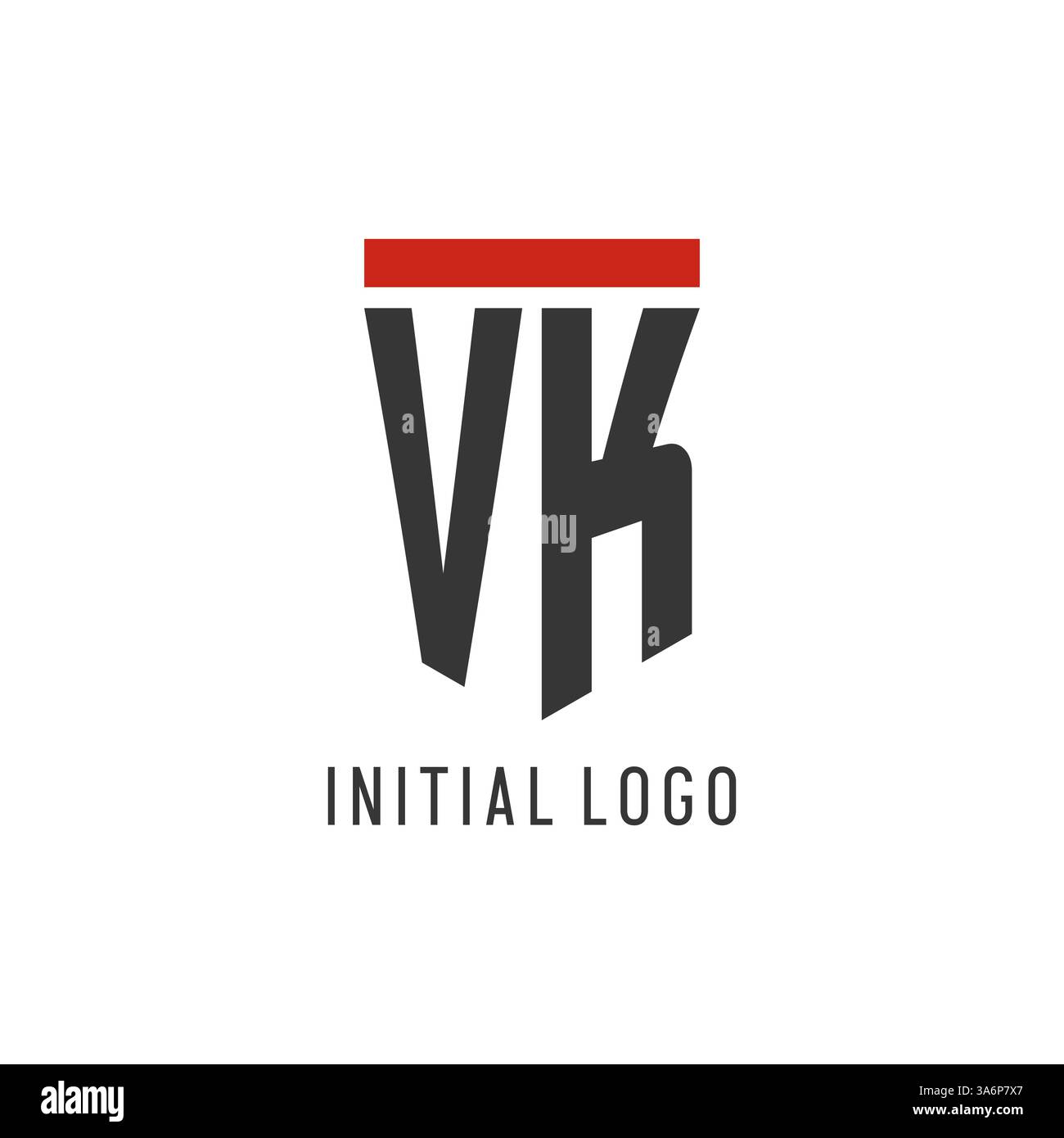 VK initial esport logo with simple shield design style vector graphic Stock Vector