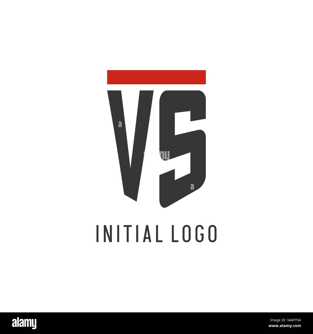 VS initial esport logo with simple shield design style vector graphic Stock Vector