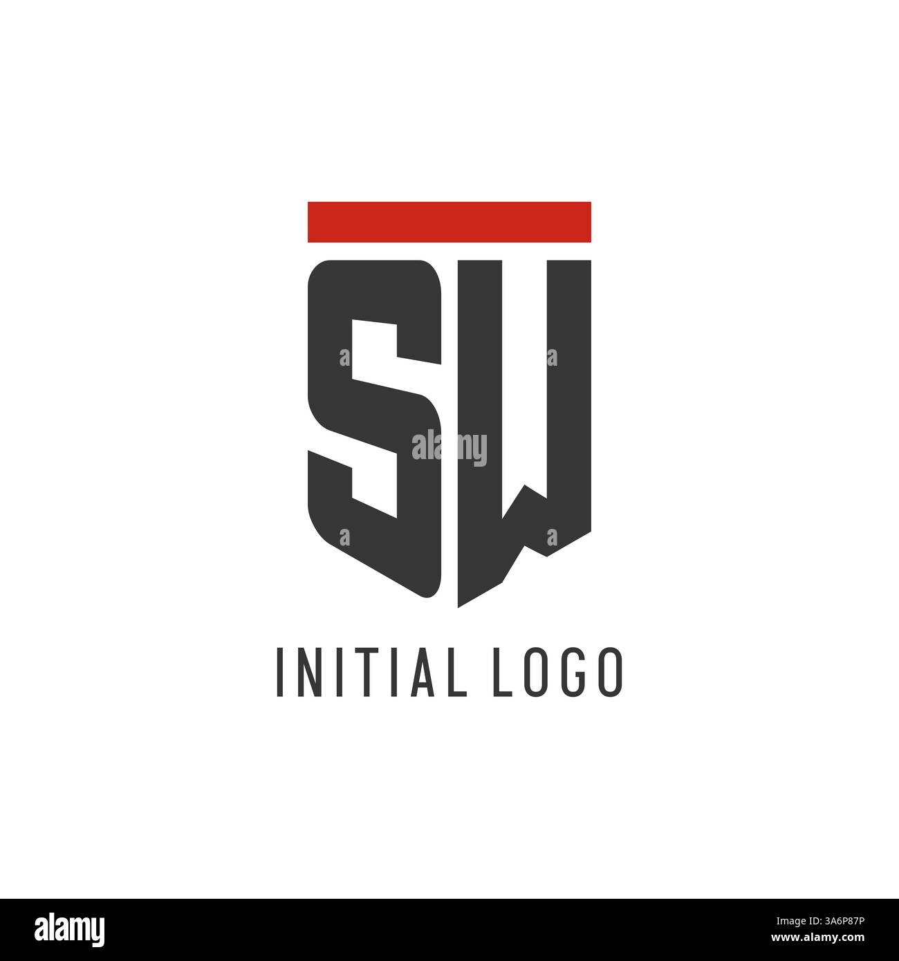 SW initial esport logo with simple shield design style vector graphic Stock Vector