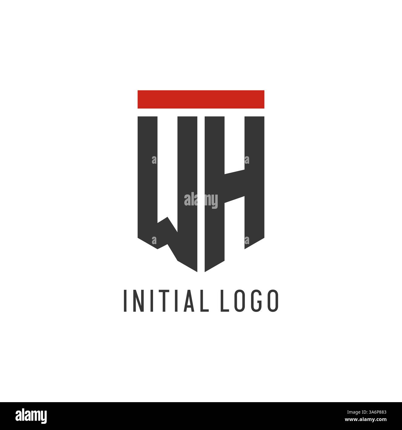 WH initial esport logo with simple shield design style vector graphic Stock Vector