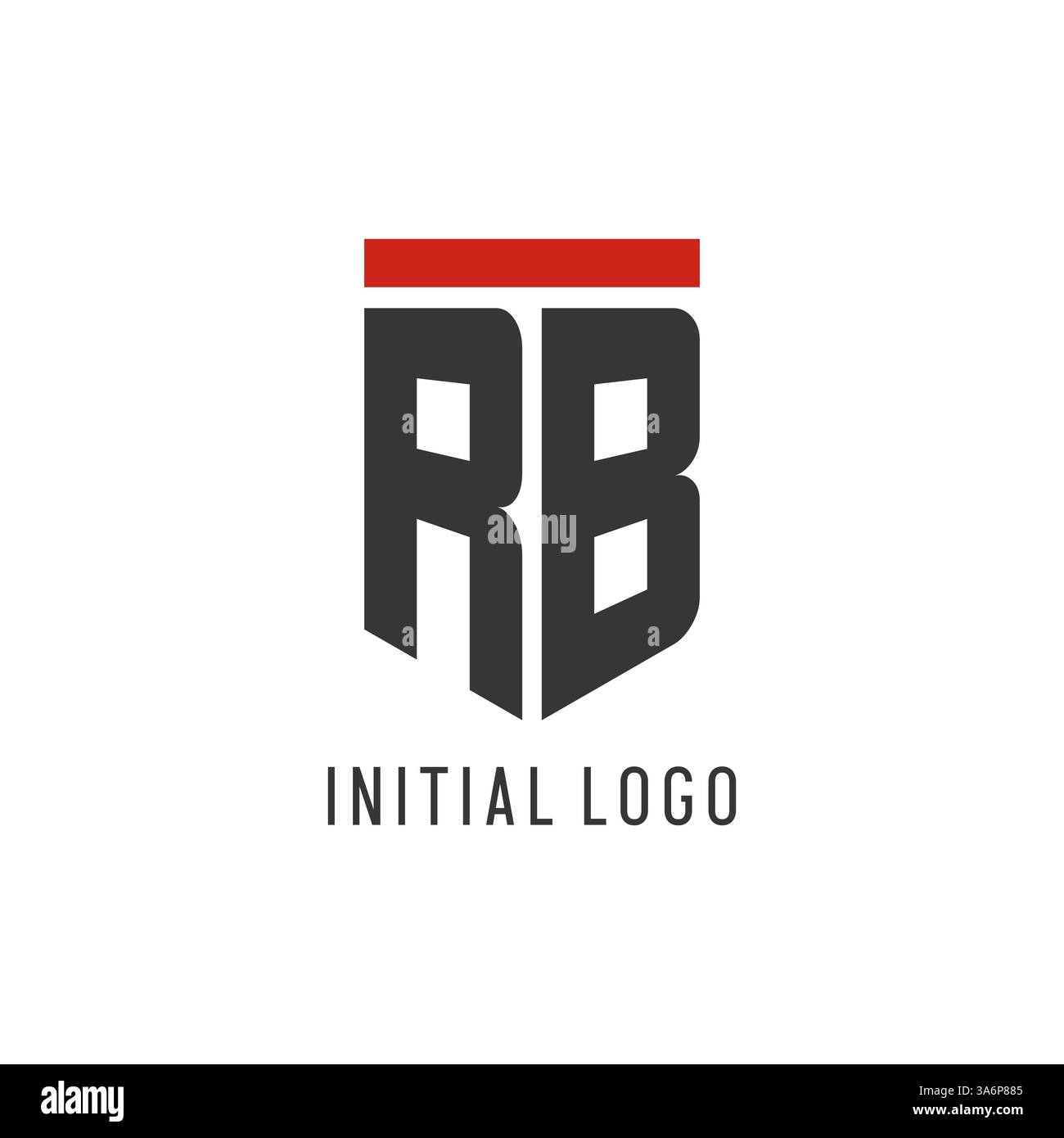 RB initial esport logo with simple shield design style vector graphic Stock Vector