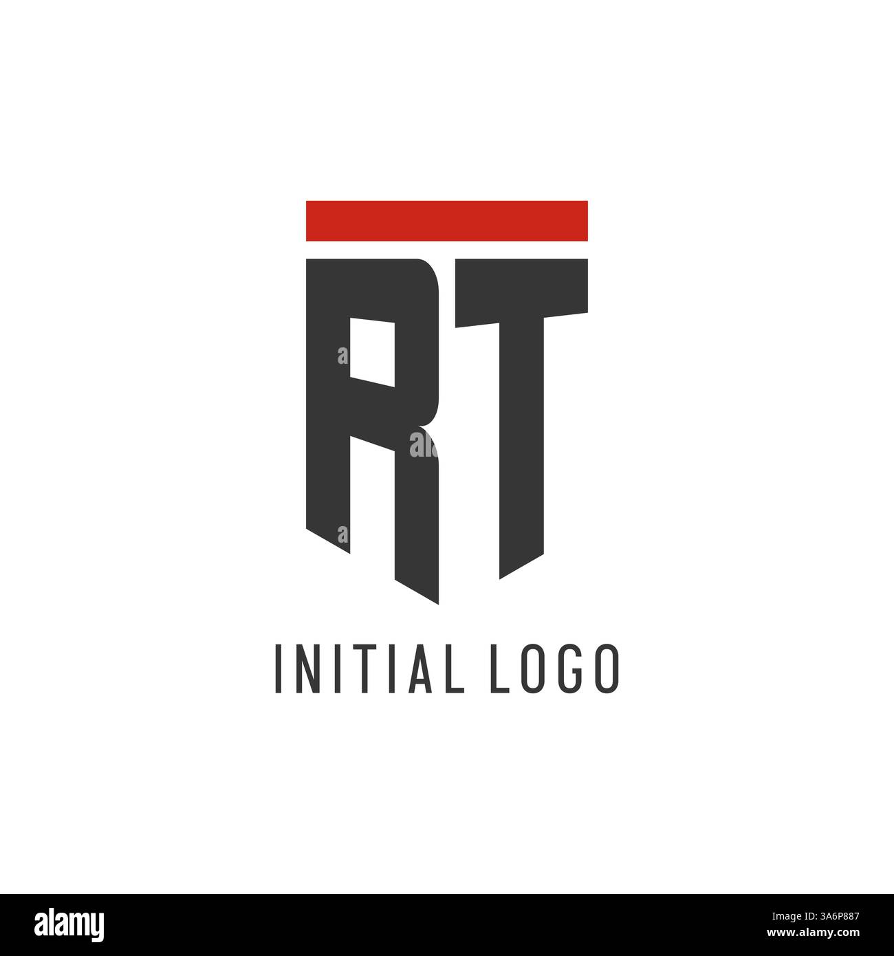 RT initial esport logo with simple shield design style vector graphic Stock Vector